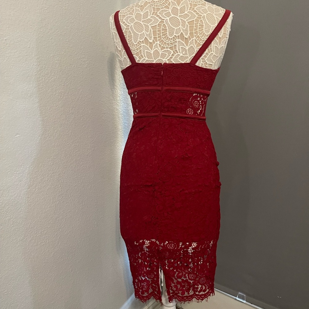 Elegant Burgundy Lace Dress from EXPRESS - Picture 5 of 6